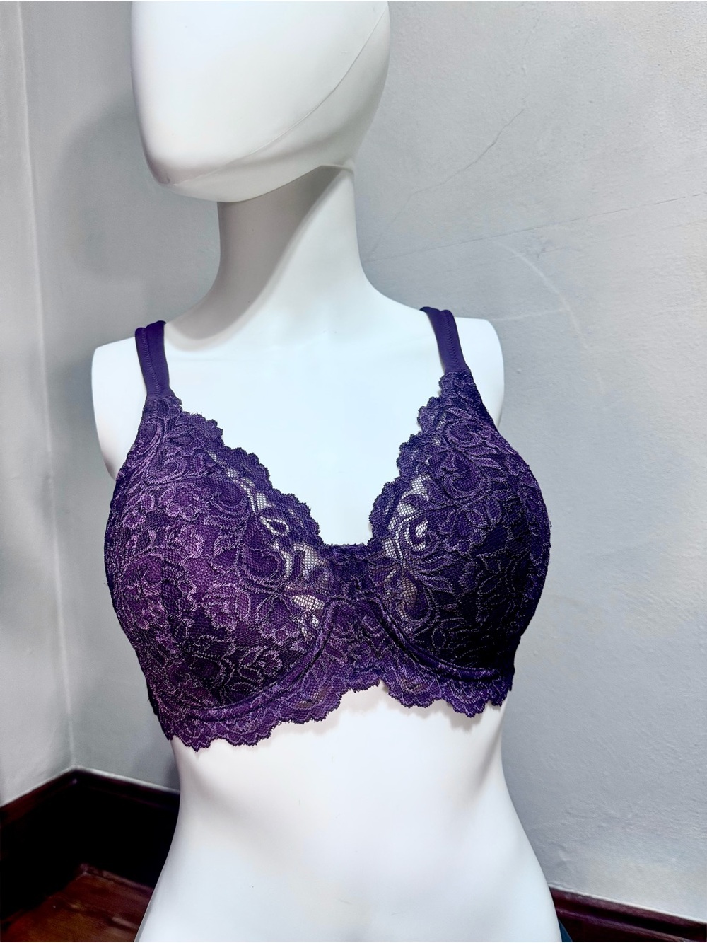 New! Leading Lady Plum Purple Lace Underwire Bra 40B